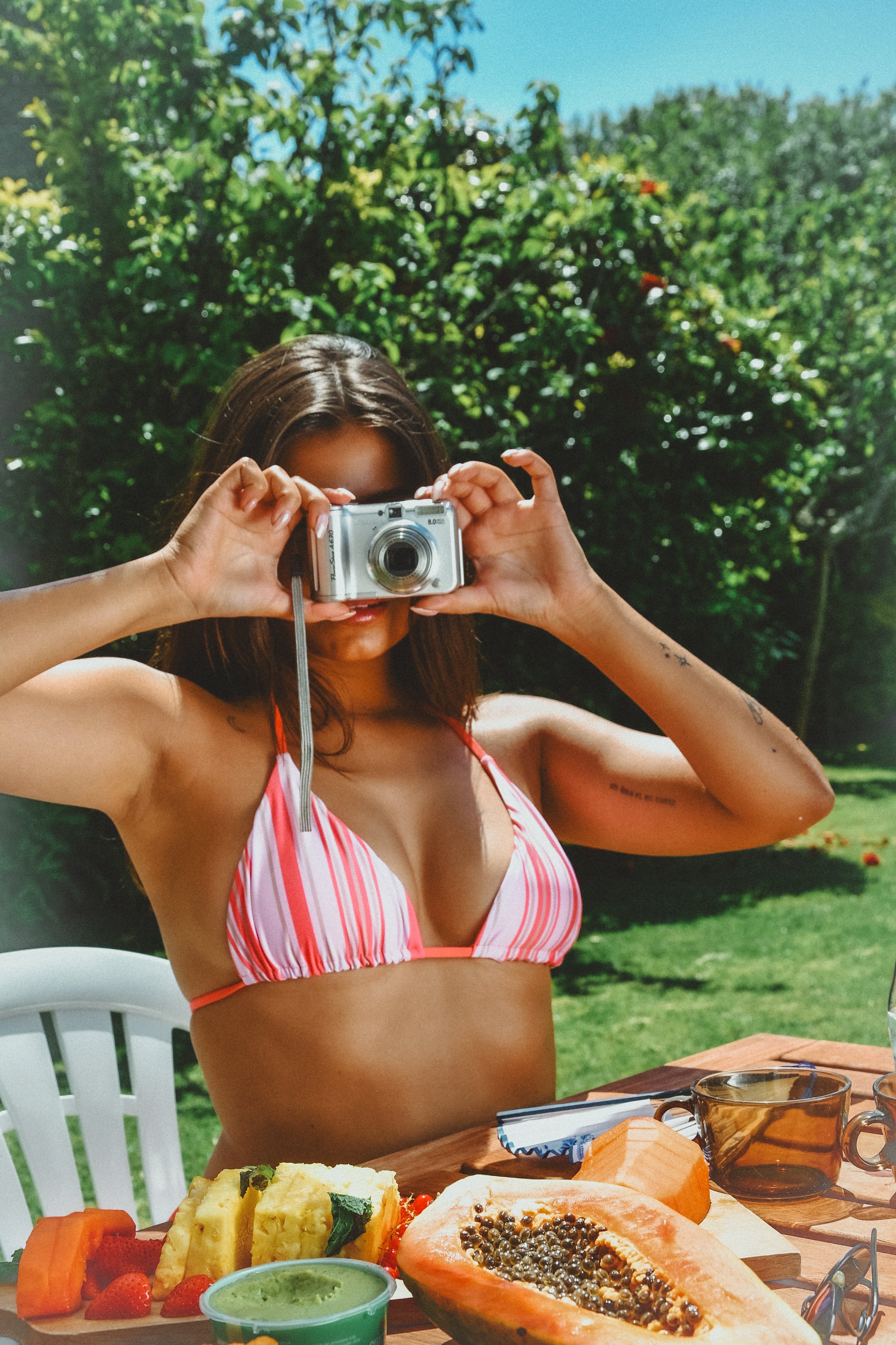 Sunset Stripes x Reversible Coral Bikini Set