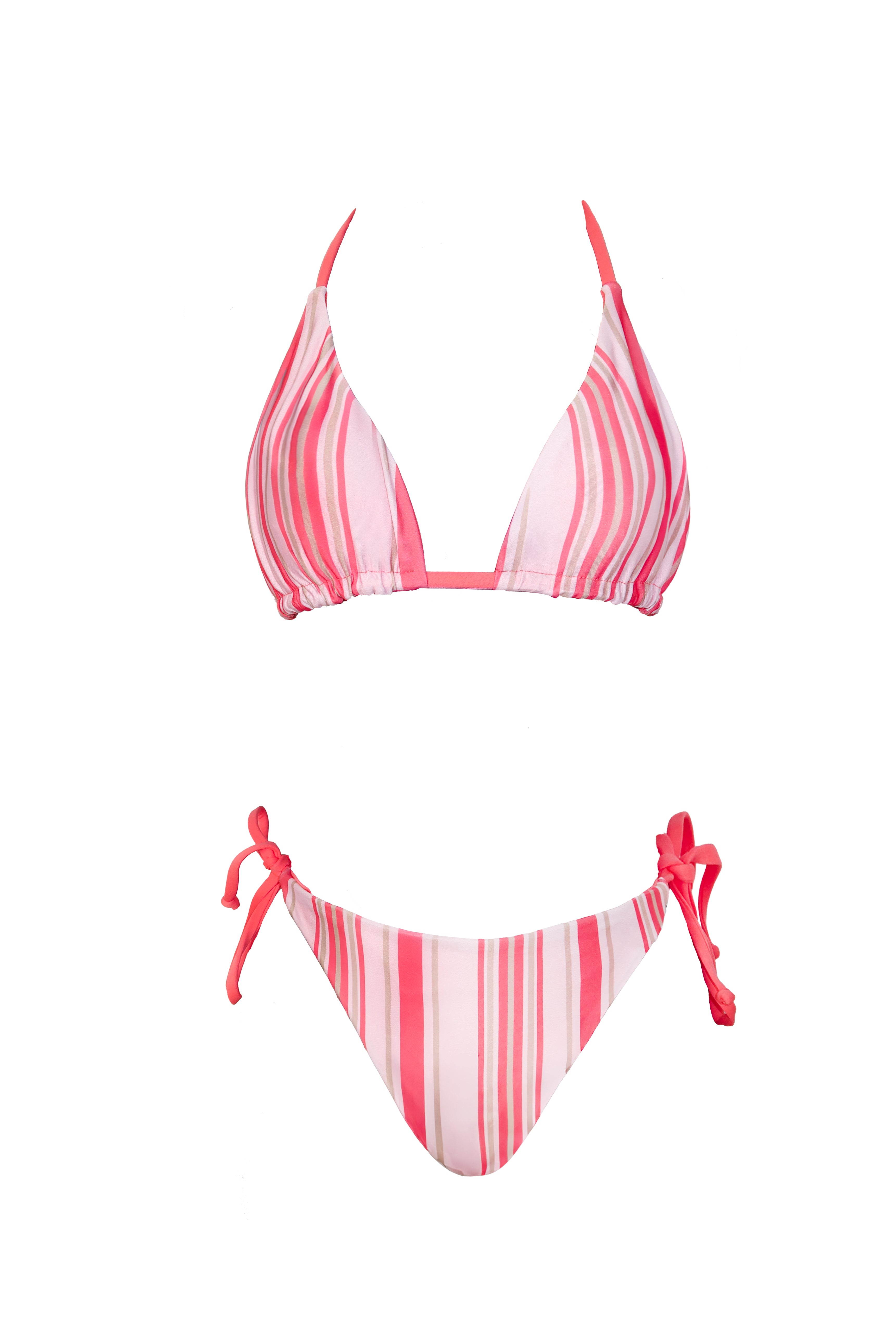 Sunset Stripes x Reversible Coral Bikini Set