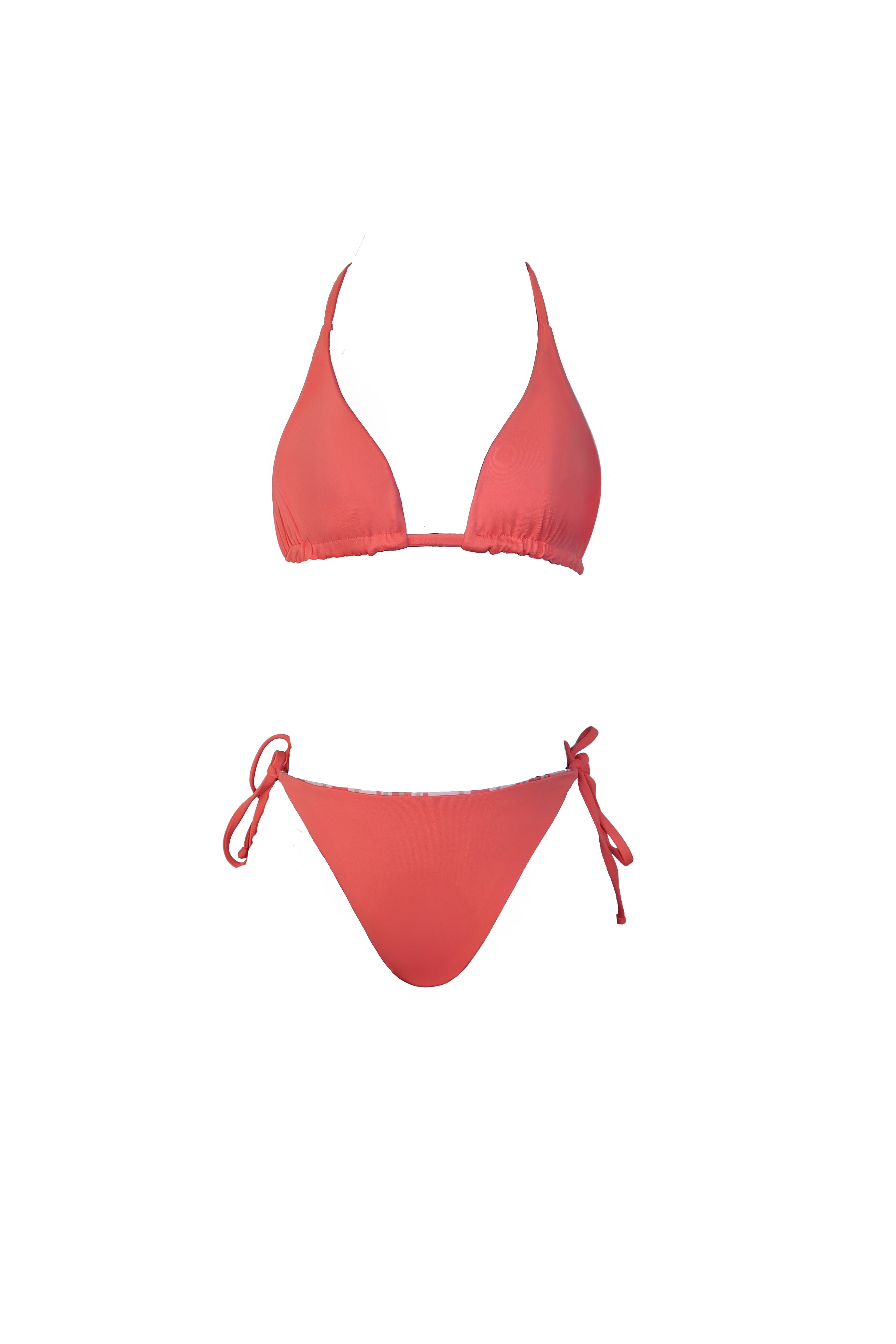 Sunset Stripes x Reversible Coral Bikini Set